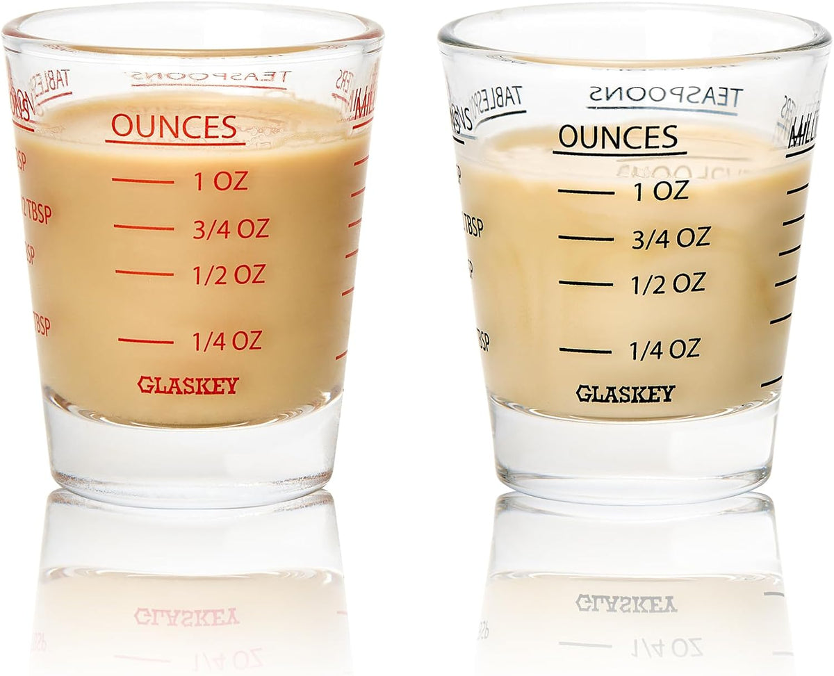 GLASKEY Shot Glasses Measuring Cup Set - 2 Pack Espresso Shot Glasses with Precise Measurement Marks