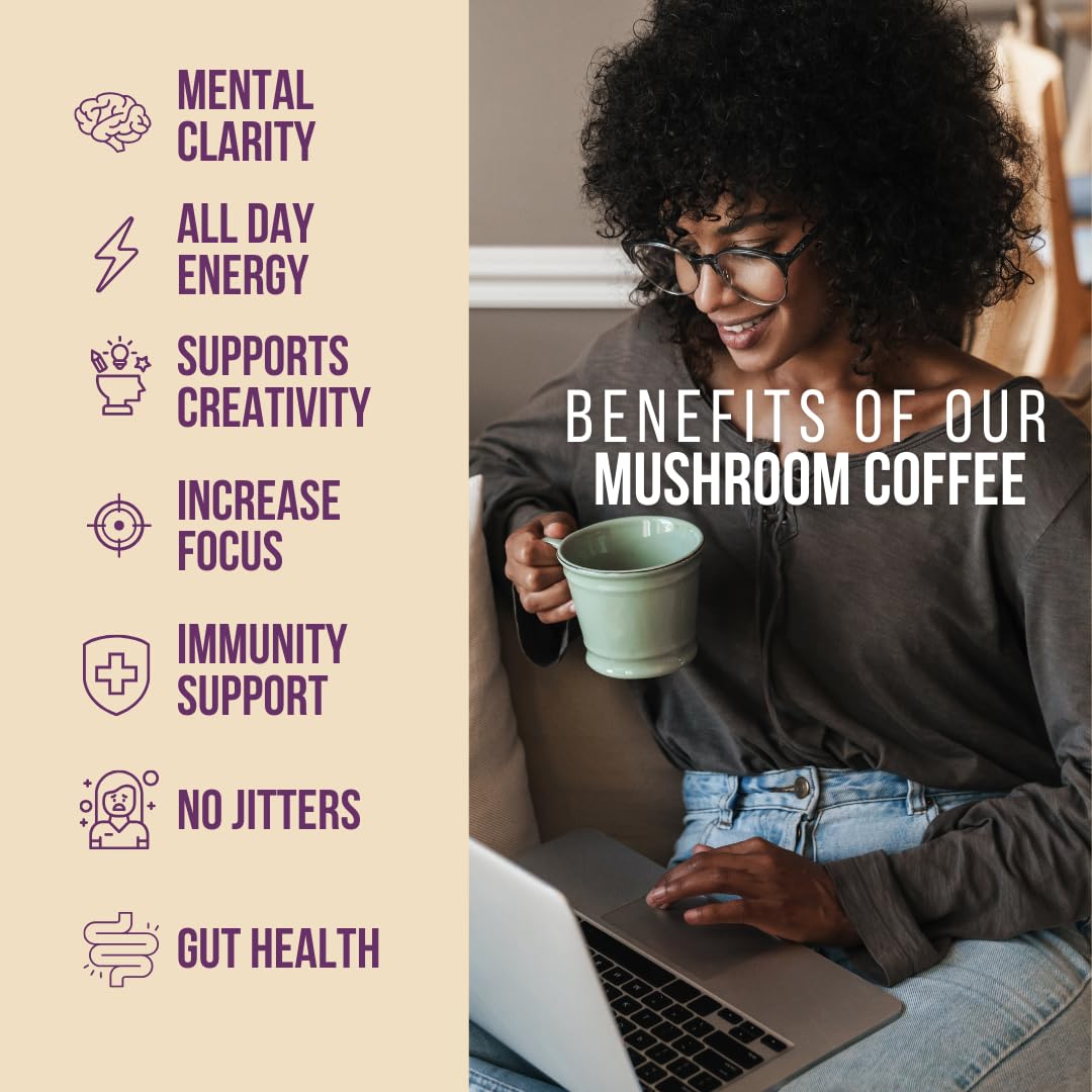 Grateful Earth Instant Espresso Coffee With Lion's Mane, 20 Packets | Turmeric, Chaga, L-Theanine, Dark Roast, Non GMO, Focus, Energy, Immune Support &amp; Gut Health, Dairy &amp; Gluten Free