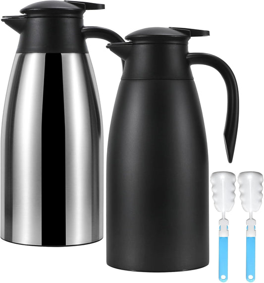 Thermal Coffee Carafe, Insulated Stainless Steel Coffee Carafes for Keeping Hot Coffee & Water Hot Beverage-12Hours, Double