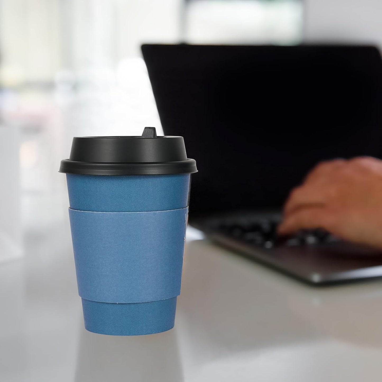 LITOPAK 100 Pack 12 oz Disposable Coffee Cups with Lid, Sleeve, Stirrers
