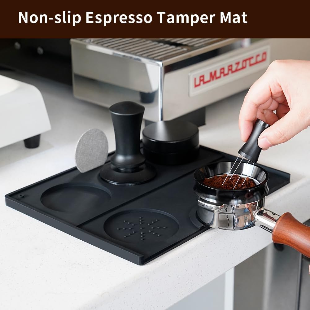 watchget Silicone Espresso Tamping Mat Tamp Station, Black | Non-slip, heat-resistant, protects countertop, fits 51/54/58mm Tools,Espresso Accessory for Home Baristas Bar Coffee Shop