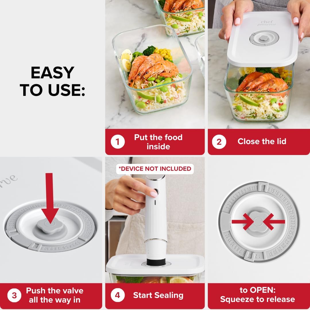 Chef Preserve Glass Vacuum Seal Containers for Food Storage