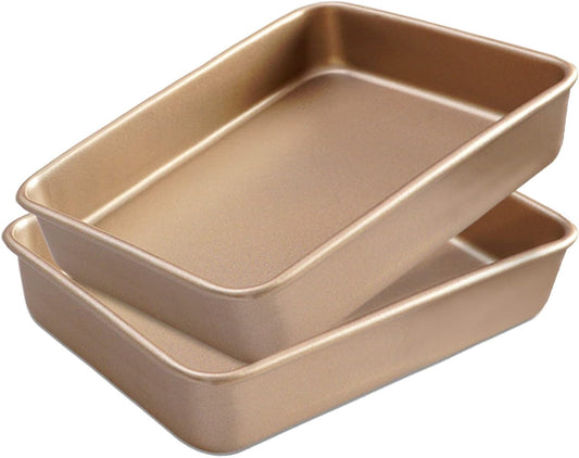 2 Pack Baking Sheet Pans, Deep Size Baking Pan Nonstick Cookie Sheet Brownie Cake Pan Bread Pan Toaster Oven Tray Bakeware, 12.7x10.6x2.4 Inches, Easy Clean &amp; Food Safe (12.7 x 10.6 x 2.4)