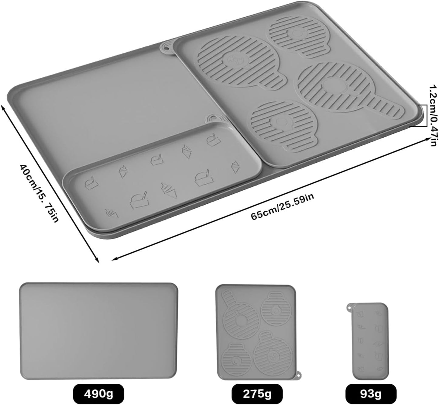 Silicone Coffee Mat 25"x16'' Large Coffee Bar Mat for Counter Station Accessories, Bar Mat with Detachable Dish Drying Mat - Fits Under Coffee Maker, Ice Cream Maker &amp; Dish Rack, 3 IN 1