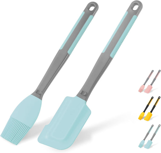 Silicone Basting Brush & Spatula - Extra Long, Heat Resistant, for Baking, Scraping, Mixing, BBQ, Grill, Kitchen, Cooking,