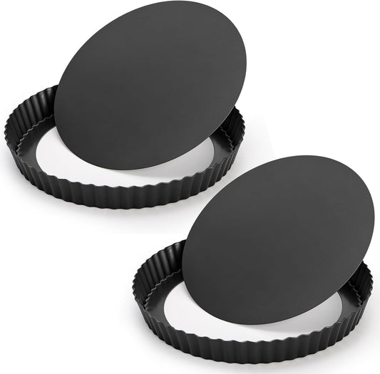 Tosnail 2 Pack 9 Inch Non-Stick Quiche Pan, Fruit Tart Pie Pan with Removable Loose Bottom