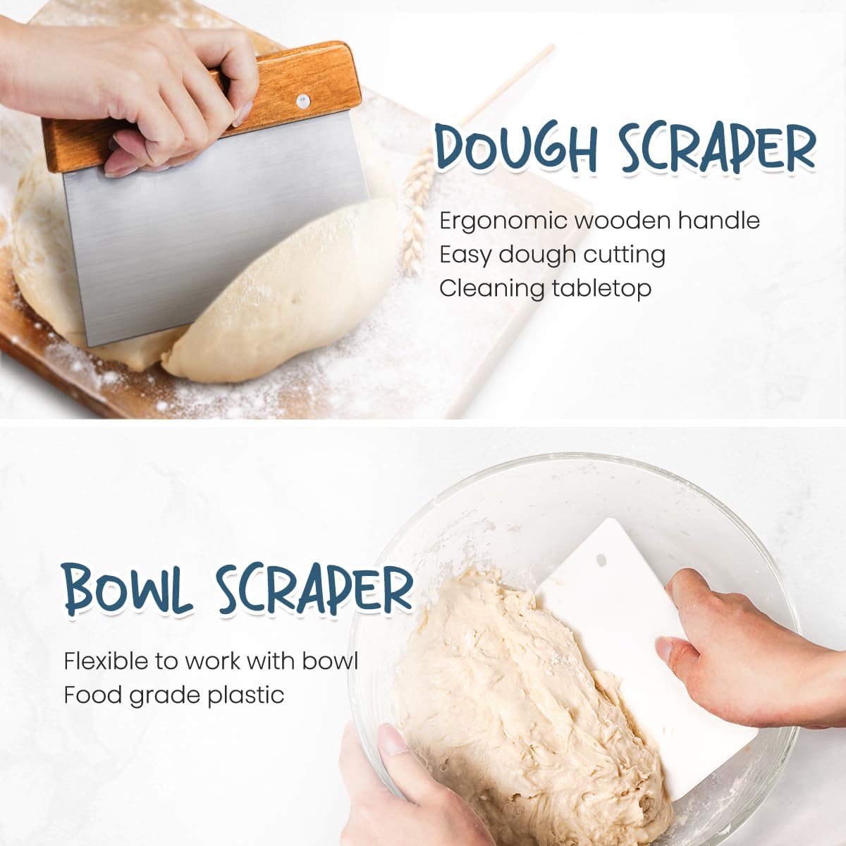 Sourdough Starter Kit with 2 Oval Banneton Bread Proofing Baskets | Complete Sourdough Bread Baking Supplies, Beginner Friendly, 2 PCS 10 in Oval Rattan Banneton, Sturdy Sour Dough Tools