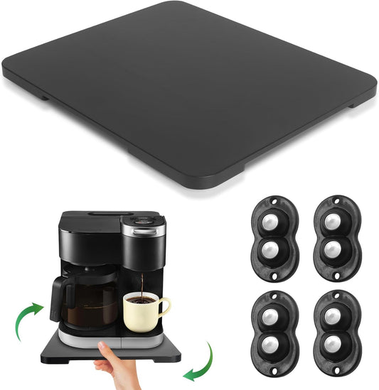Appliance Slider 360° Rolling Tray for Coffee Maker Bamboo Coffee Pot Slider Tray Countertop Rotation Sliding Tray with