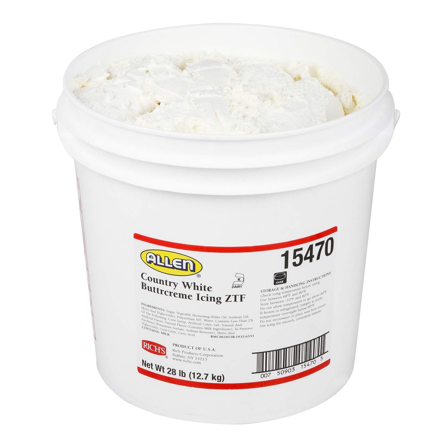 Rich's Allen Country White Buttercream Icing ZTF, 28 Pound