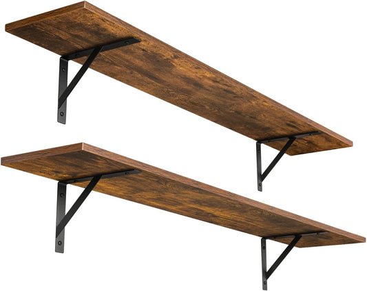 DINZI LVJ Long Wall Shelves, 47.3Inch Floating Shelves Set of 2, Extra Large Wall Storage Ledges with Sturdy Metal Brackets