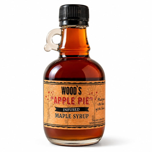 Wood’s Vermont Apple Pie Maple Syrup – Infused Vermont Maple Syrup with Warm Spices &amp; Real Apple Flavor | Small-Batch, Vegan Natural Sweetener | Perfect for Pancakes, Ice Cream, Cocktails &amp; Baking | 8.45 Fl Oz (250mL)