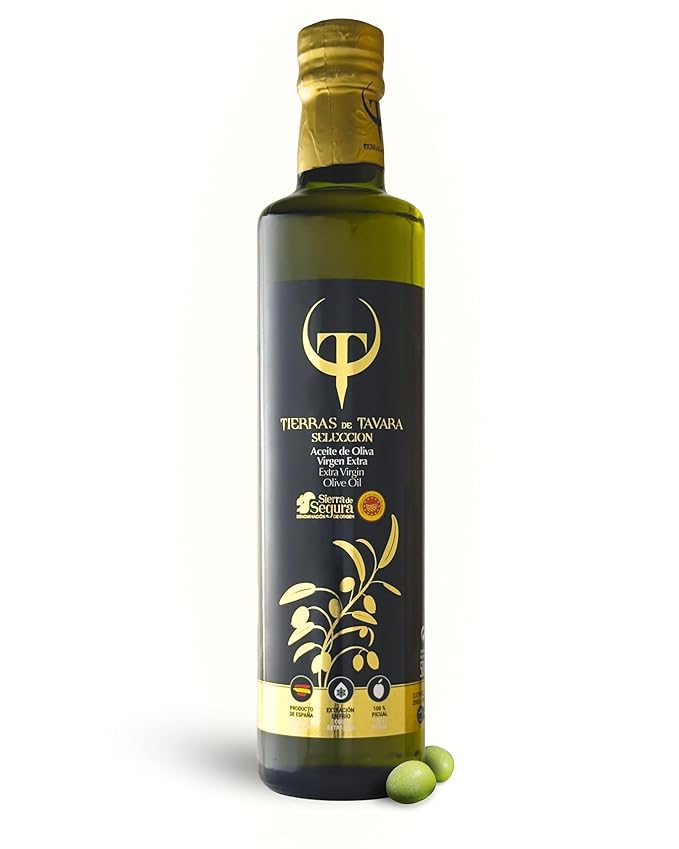 Tierras de Tavara Selection | Ultra High Polyphenol Extra Virgin Olive Oil, First Cold Pressed Spanish EVOO with Multi-Awarded PDO, Single Source, Family Owned | 17 Fl Oz, 500 ml Glass Bottle