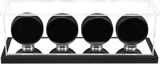 Hockey Puck Display Case for 4 Pack in one, Arcylic Puck Display Holder Stand UV Protected Dustproof Clear Display Cube Free