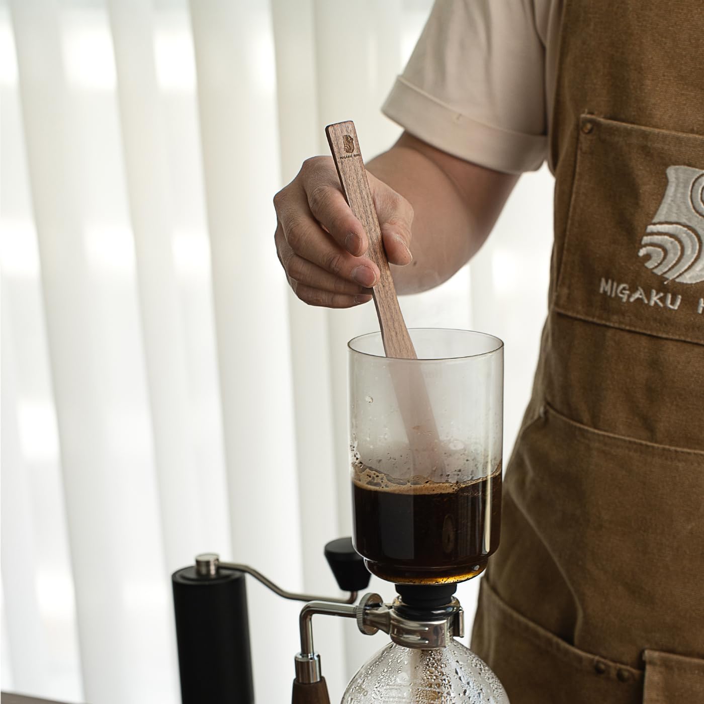 Black Walnut Coffee Stir Stick for Syphon Coffee Maker/Aeropress/French Press - 10" Wooden Coffee Brewer Accessory with Ergonomic Handle