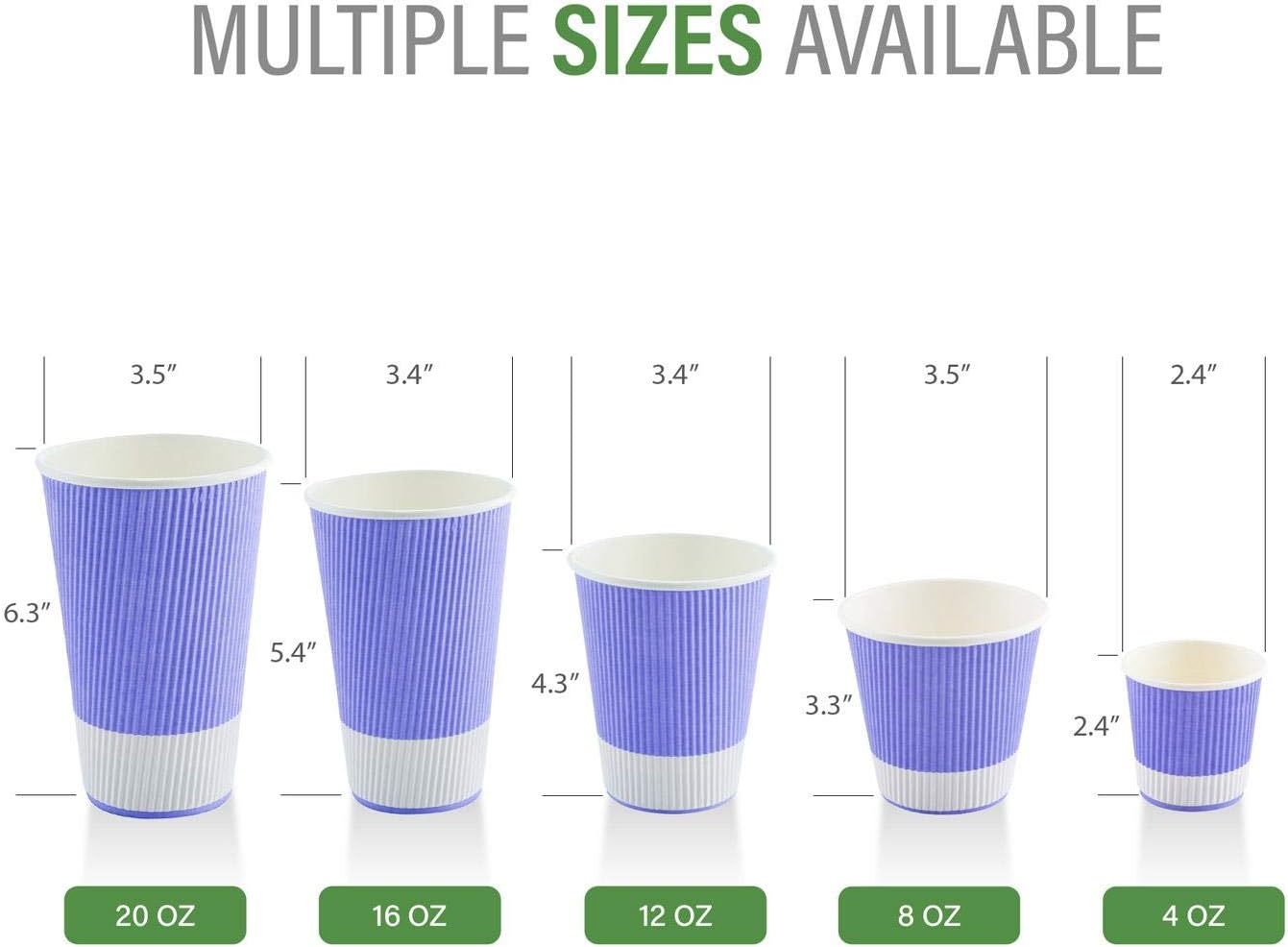 Restaurantware Ripple Wall Coffee Cups 500 Count 4 Ounce Insulated Light Purple Paper Cups, Rolled Rim Spill-Resistant Disposable Paper Non-Slip for Coffee, Beverages