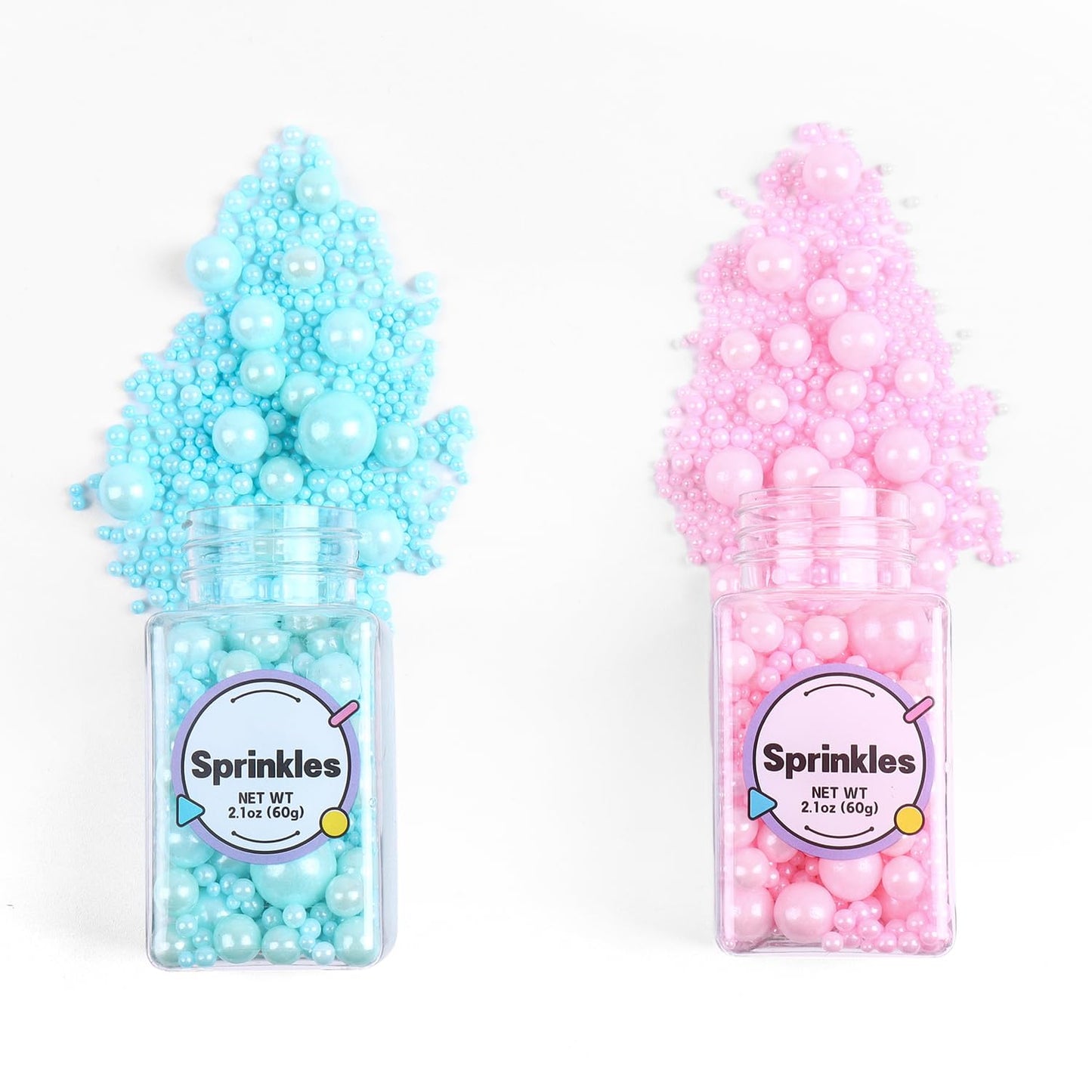 Edible Pink and Blue Sprinkles for Cake Decorating, Pink Pearl Sprinkles, Blue Pearl Sugar Sprinkles for Macaron, Cake, Cupcake, Waffles, Cookies, and Ice Cream(120g/4.2oz)