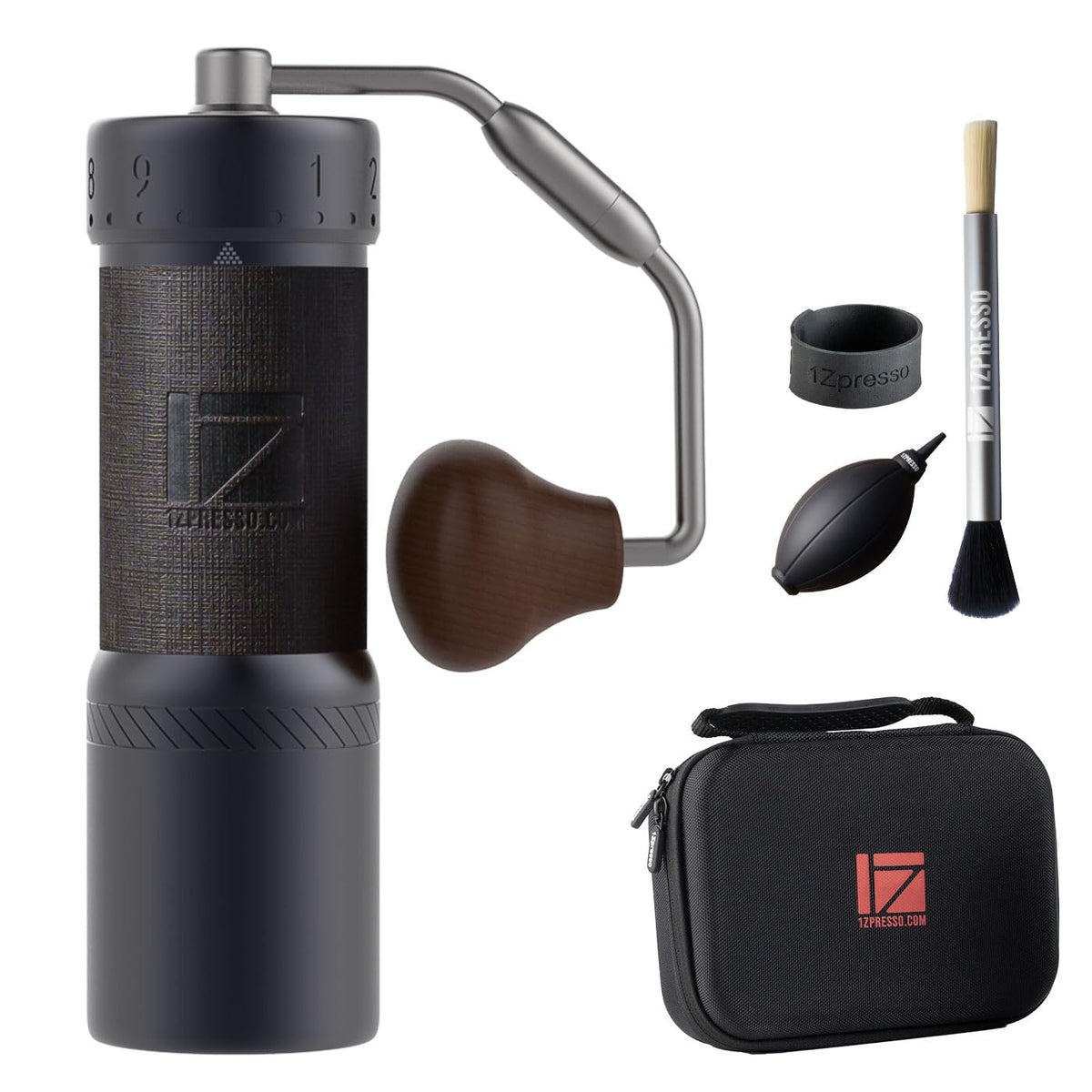 1Zpresso J-Ultra Manual Coffee Grinder Iron Gray, Conical Burr, Foldable Handle, Magnet Catch Cup Capacity 40g, Numerica