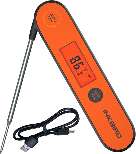 Inkbird Instant Read Meat Thermometer IHT-1P, Digital Waterproof Rechargeable Food Thermometer with Calibration, Magnet,