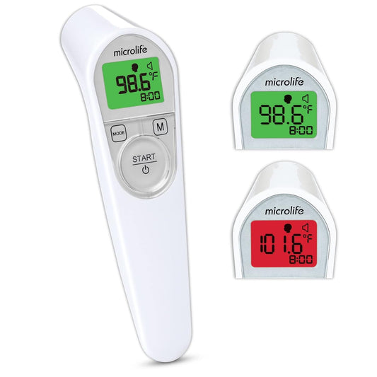 Microlife Non-Contact Forehead Thermometer, Digital Infrared No-Touch Thermometer (for Adults, Kids & Baby), Large Backlit