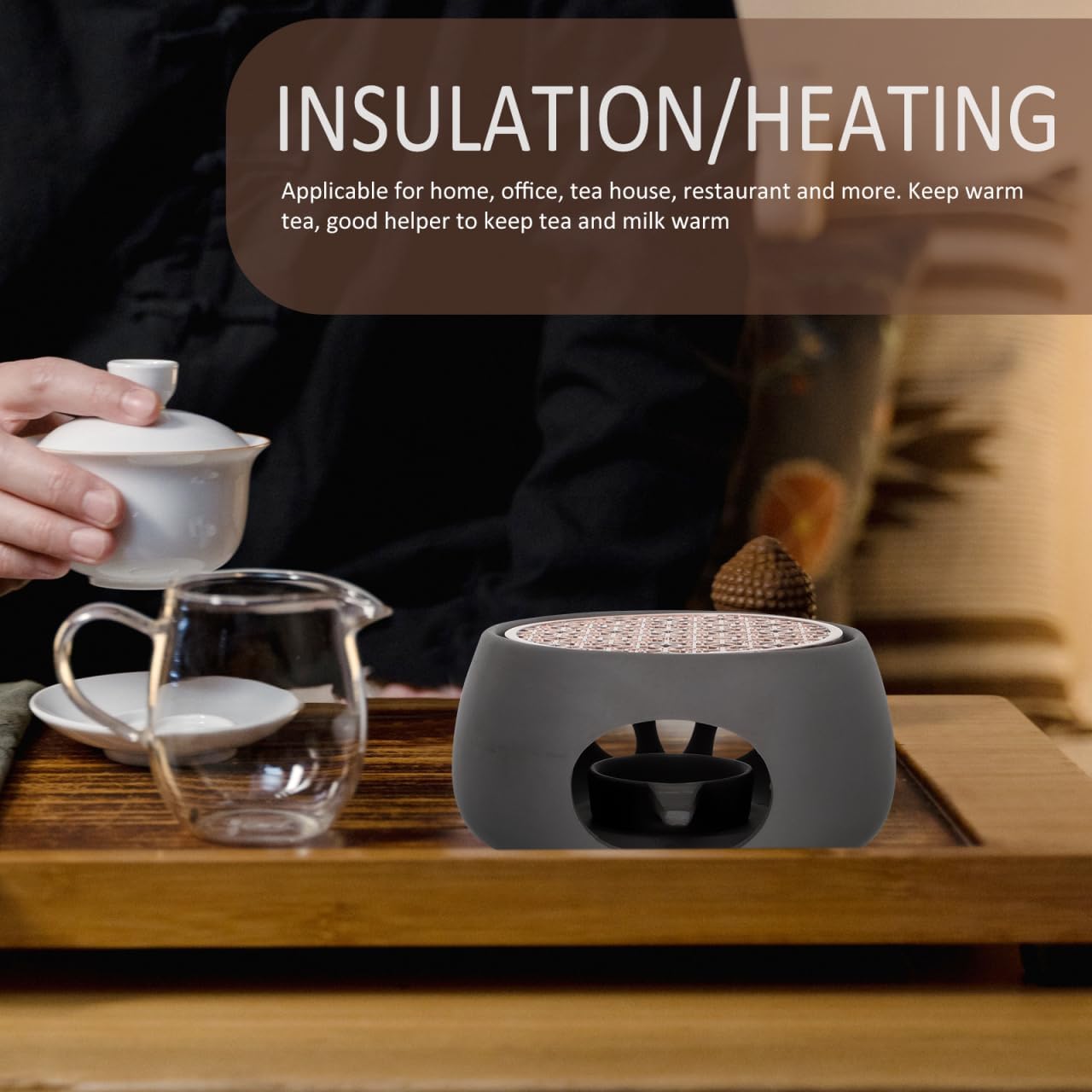 1 Set Teapot Warmer, 4.72 Inch Ceramic Tea Heater, Japanese Style Coffee Milk Heating Stove Home Office Restaurant