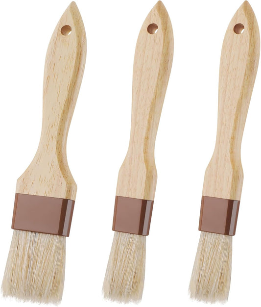 3 Pcs Pastry Brush, Natural Bristle Basting Brush, Cooking Brush, Food Brush, Butter Brush, Baster Brush, BBQ Brushes for