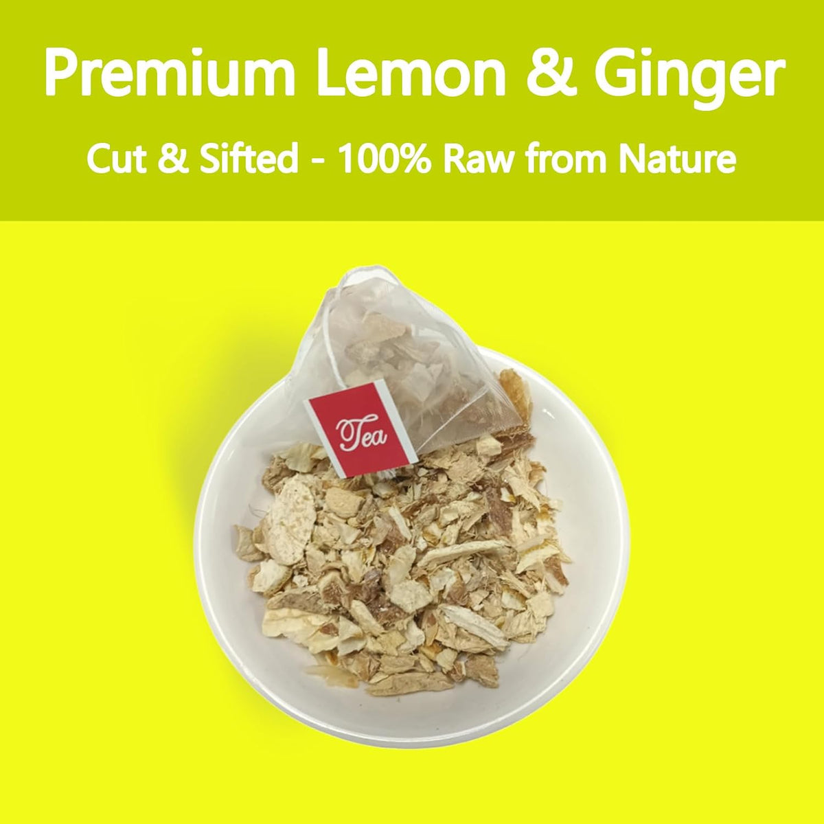 Samcci Lemon Ginger Tea Bags, 50 Counts, Non-GMO, Caffeine-Free | te de Jengibrey Limon, Pleasantly Spicy &amp; Warming, Support Digestion &amp; Boost Immunity, No Additives, Resealable Pouch