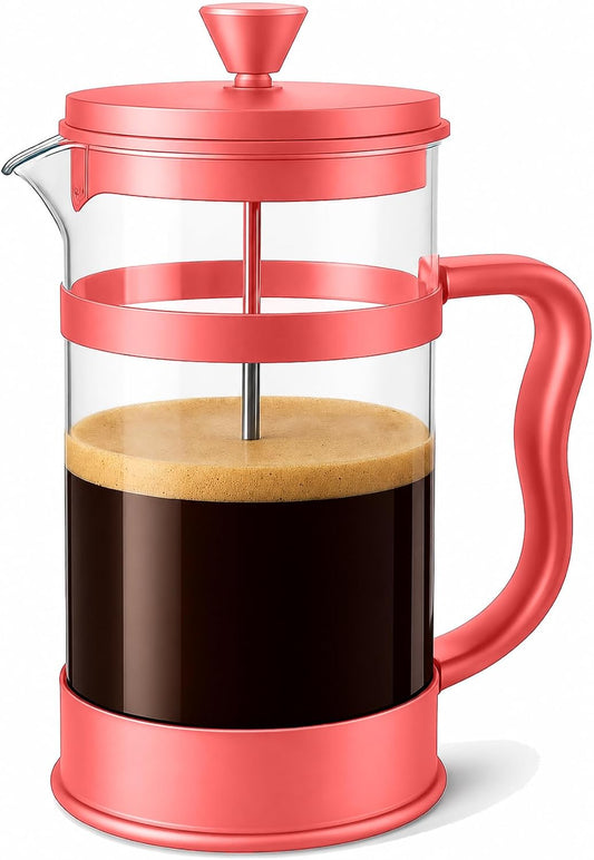 Utopia Kitchen Borosilicate Glass French Press Coffee Maker 34 Oz, Red