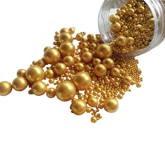 Edible Gold Sugar Pearls Candy Sprinkles 120G/ 4.23Ounce Baking Cake Sprinkles Cupcake and Cake Topper Cookie Decorations