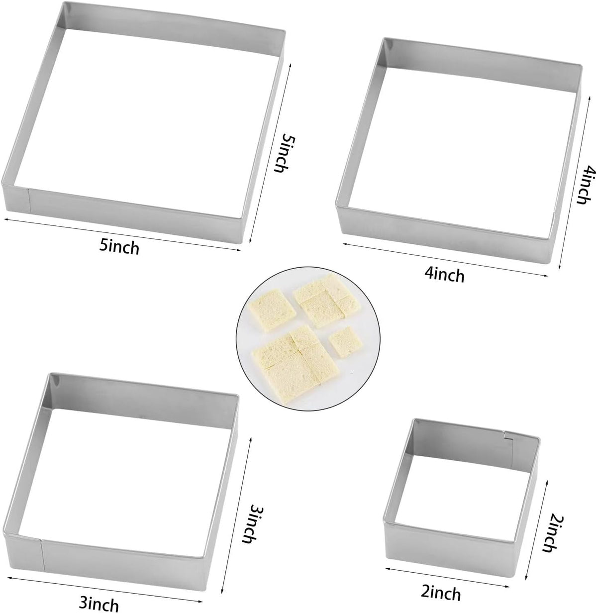 Square Cookie Cutter ANCKNE Stainless Steel Rectangle Biscuit Molds Square Pastry Molds Fondant Cake Cookie Cutter Set 1 Inch