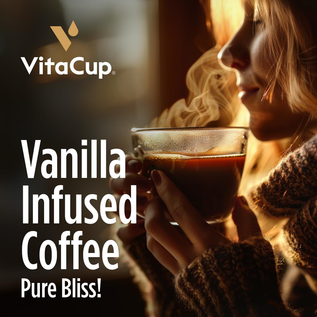 VitaCup Genius Vanilla Keto Medium Roast Coffee Pods, 16ct | B Vitamins, D3, MCT Oil, Turmeric