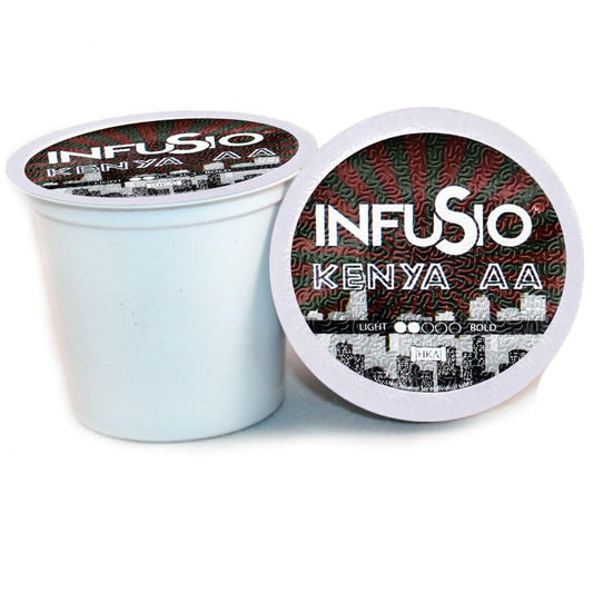 InfuSio Coffee Pods 96 Count Kenya AA Medium Dark Roast Single serve Coffee pods for Keurig K Cup® Brewers - InfuSio Premium
