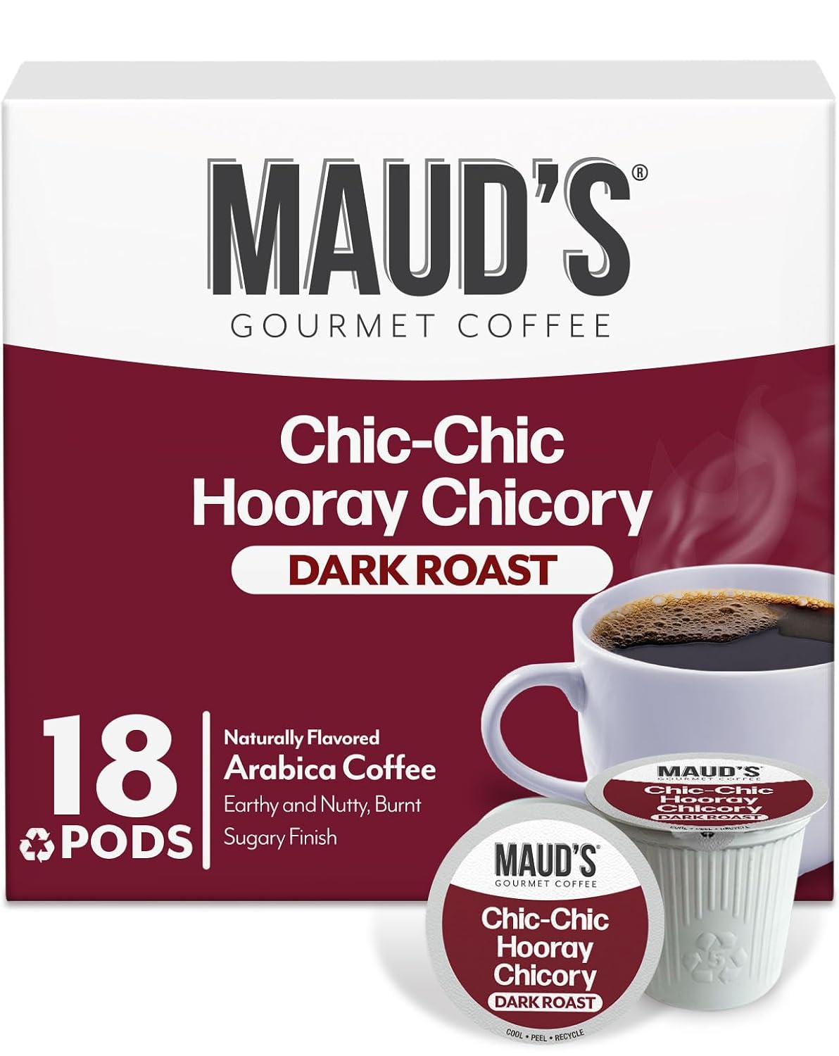 Maud's Chicory Flavored Dark Roast Coffee Pods, 18ct
