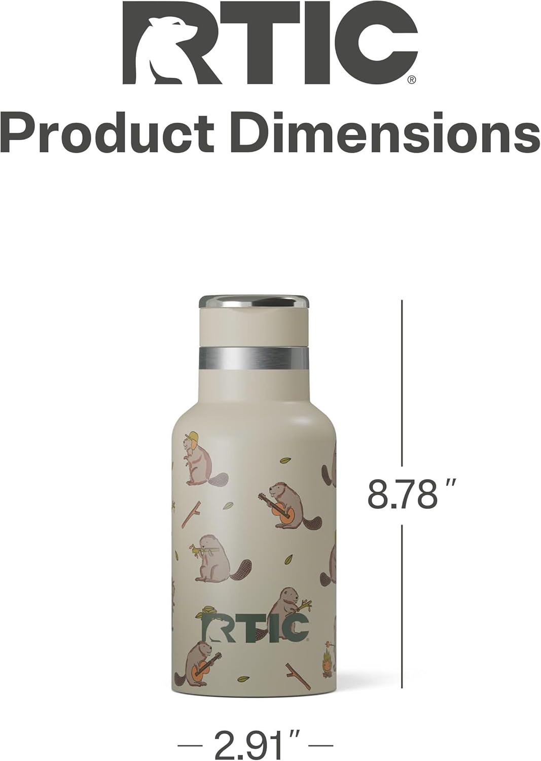 Rtic Little Journey Bottle with Straw, Insulated, Stainless Steel, Metal, Double Wall Vacuum-Insulation, Ceramic-Lined, Leak-Proof Lid