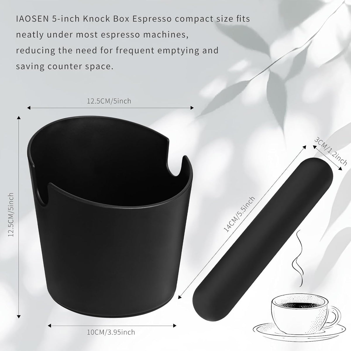 IAOSEN 5 Inch Espresso Knock Box