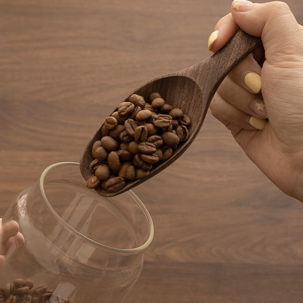 Black Walnut Coffee Scoop for Ground Coffee, Loose Tea &amp; Bath Salts, 1 Tablespoon/15ml, Multi-Purpose Kitchen Scooping Tool for Jars, Canisters &amp; Coffee Brewing Accessories(1pcs)