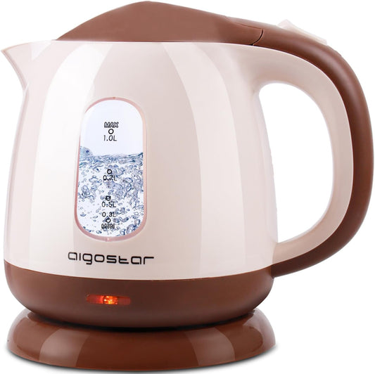 Aigostar Small Electric Kettle, 1L Portable Electric Tea Kettle 1100W with Automatic Shut-Off and Boil Dry Protection,