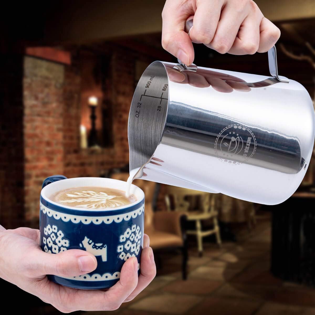 50oz Milk Frothing Pitcher, Commercial Stainless Steel Steamer for Cafes