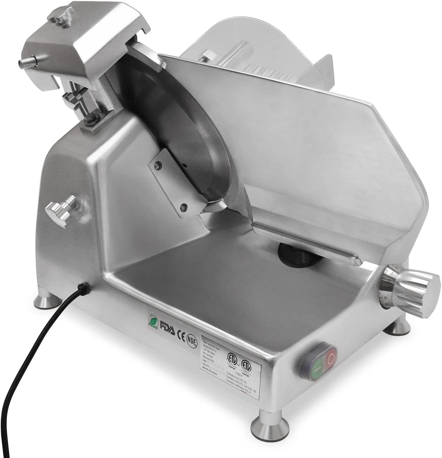 KWS Metal Collection 420W 12 Inch Commercial Meat Slicer MS-12DS Anodized Aluminum Base with Stainless Steel Blade + Blade