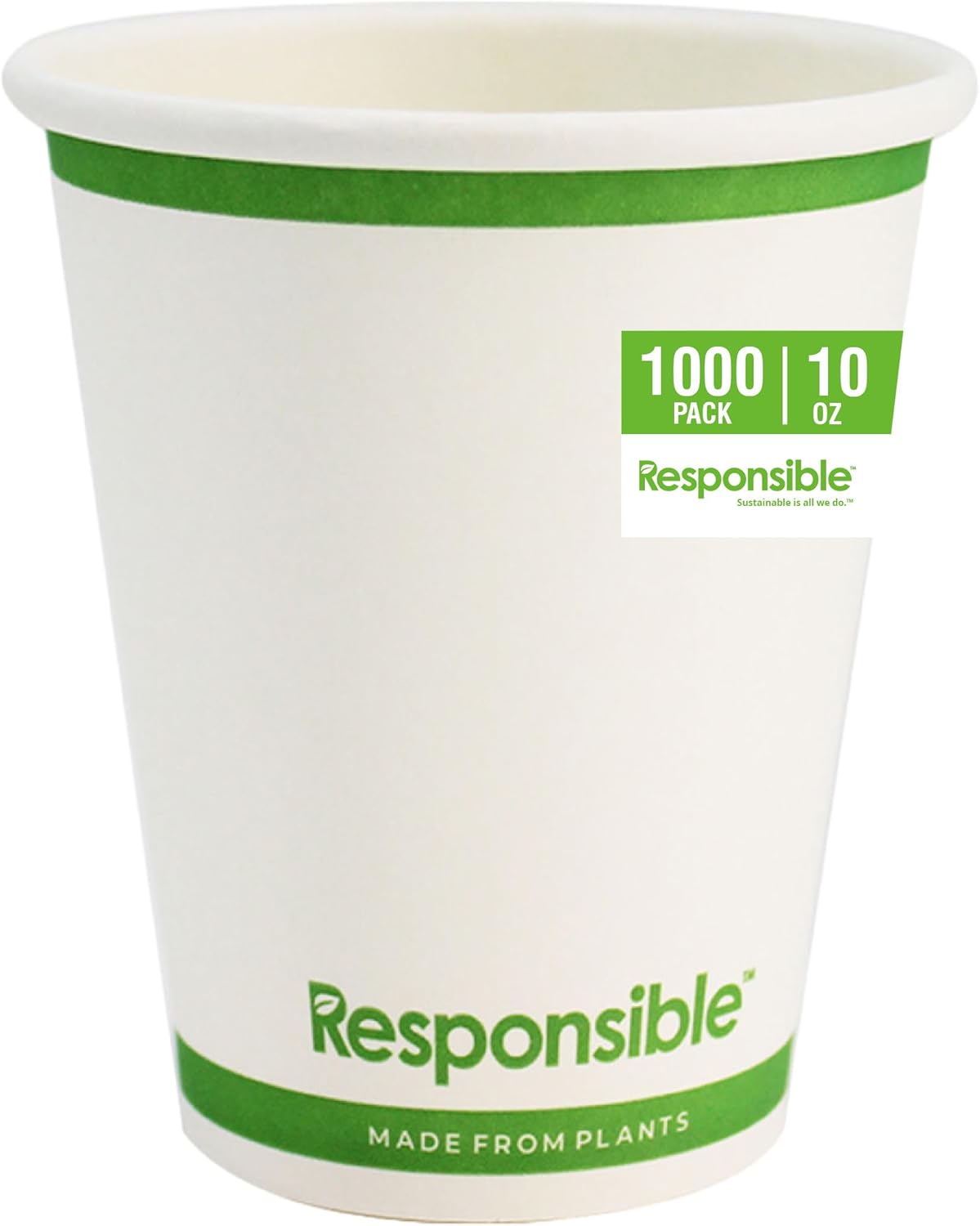 10 oz Paper Hot Cups, Tree-Less™ Compostable Paper Coffee Cups, Extra Strength, Tree-Free and Made W