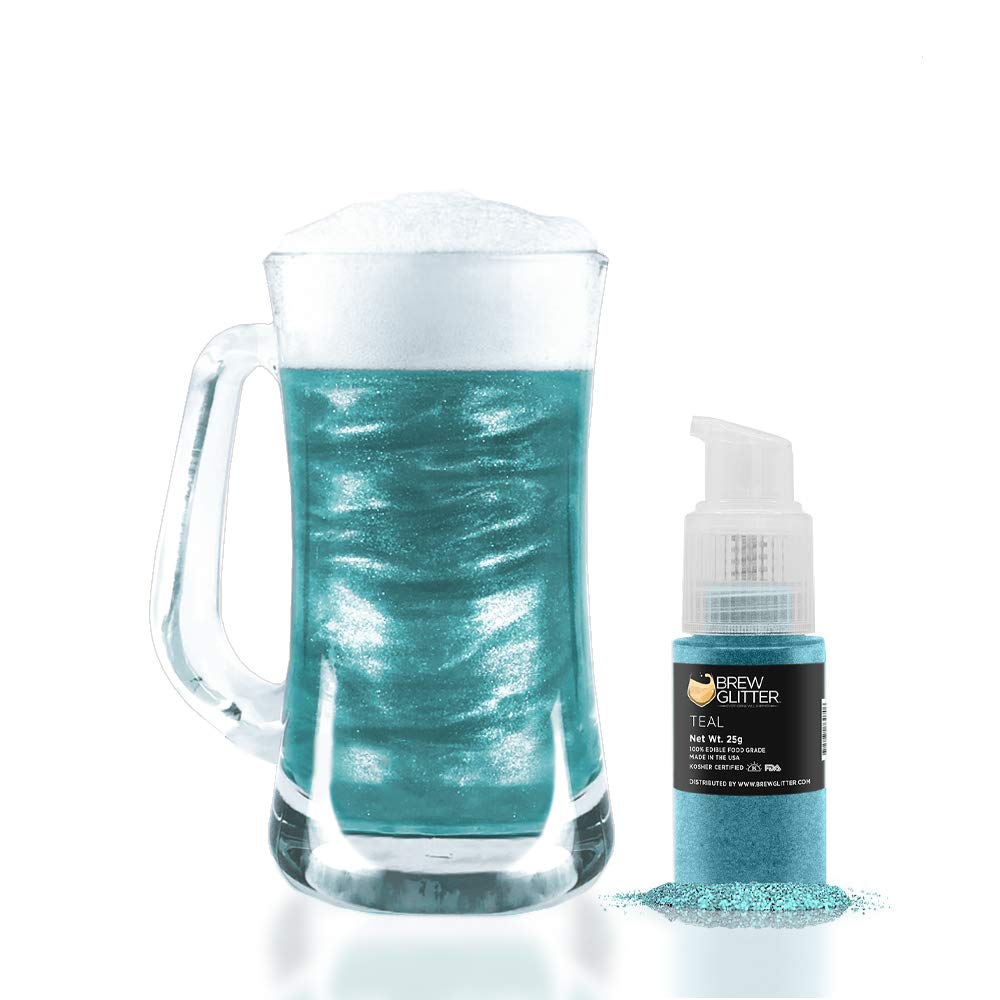 Brew Glitter Edible Drink Glitter Pump 1x 25g for Cocktails, Beer, &amp; Beverages (Teal)
