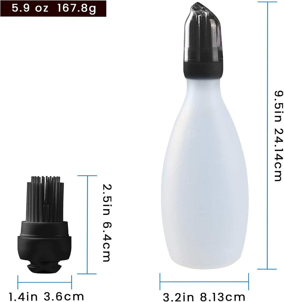 Gourmet Easy BBQ Sauce Bottle with Silicone Basting Brush, BPA-Free (Black) | Heat Resistant for Safe Grilling, 16OZ Big Capacity, Dishwasher Safe, Ideal for BBQ, Baking &amp; Roasting, 2-Year Warranty