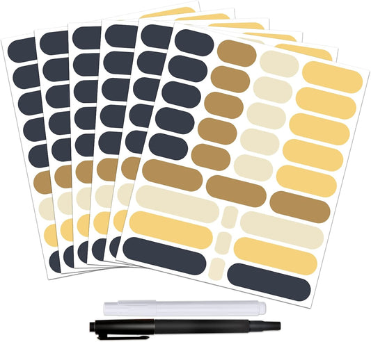 192pcs Removable Waterproof Food Labels with 2 Markers, Write-on Colored Chalkboard Kitchen Sticker Labels for Food Storage
