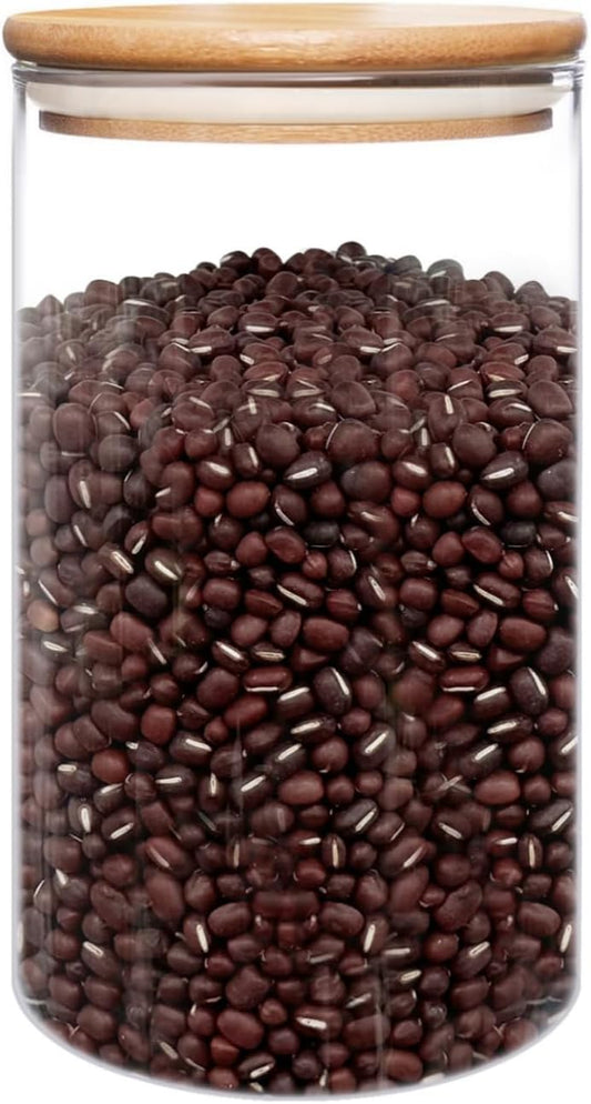umieo 50oz (1400ml) Glass Jar with Lid Airtight Food Storage Container Bamboo Large Clear Canisters Hold Coffee Beans Candy