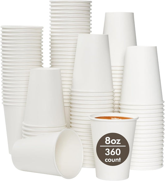 360 Count 8 oz Paper Cups, Disposable Paper Coffee Cups 8 oz,Hot Beverage Drinking Cups for Water Juice or Tea,Perfect for