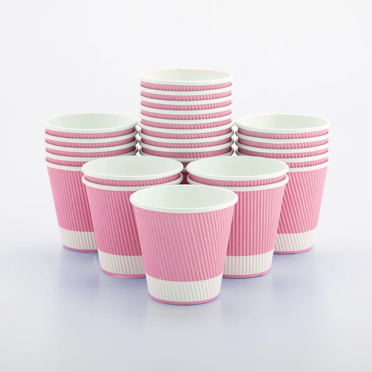 Restaurantware 8 Ounce Ripple Wall Paper Coffee Cups, 25 Leakproof Disposable Hot Drink Tumblers, Recyclable, Insulated