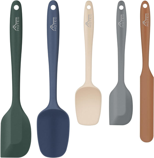 HOTEC Heat Resistant 600℉ BPA-Free Silicone Rubber Spatula Set for Baking, Cooking, and Mixing Non Stick Dishwasher Safe,