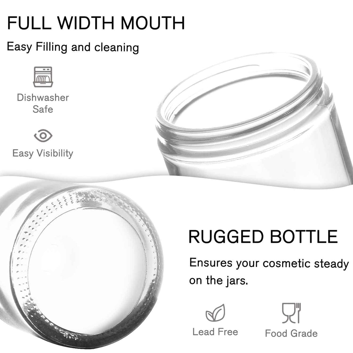 2 OZ Glass Jars with Lids, 48 Pack Clear Small Glass Containers
