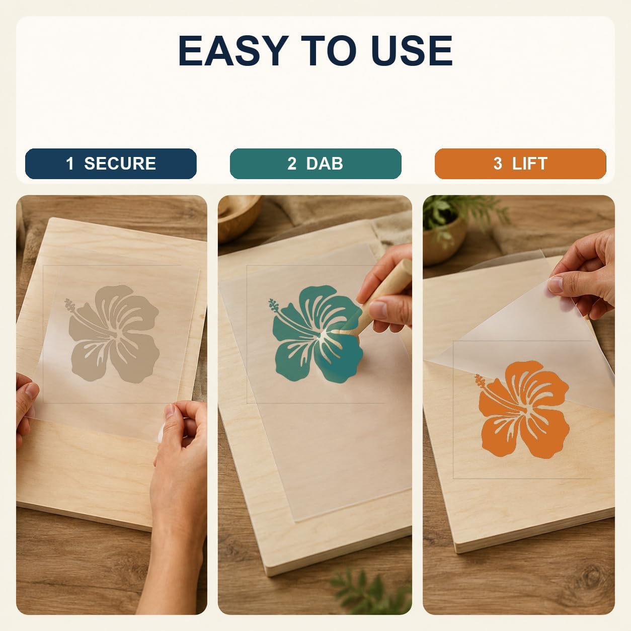 MAGJUCHE Hibiscus Stencil 12 Inches, Reusable Spring Flower Stencil for Painting DIY Crafts Decor