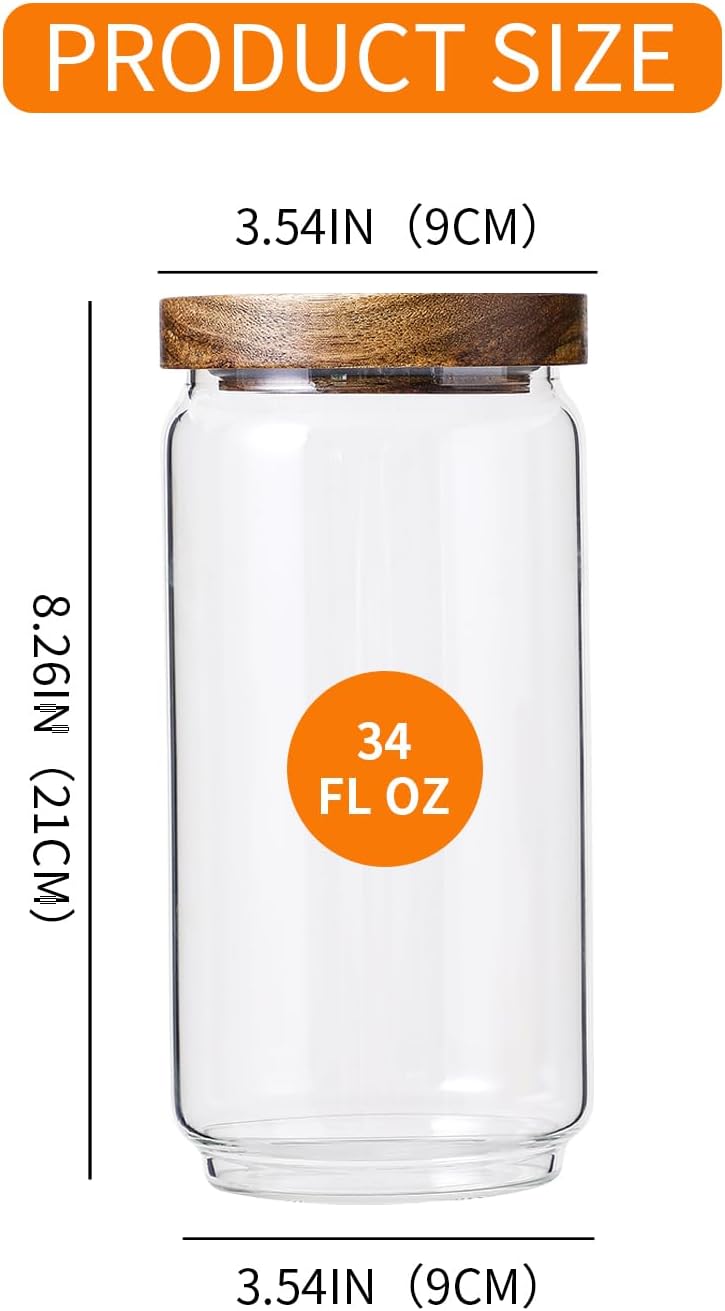 3 Pack Glass Jars with Acacia Wooden Lids