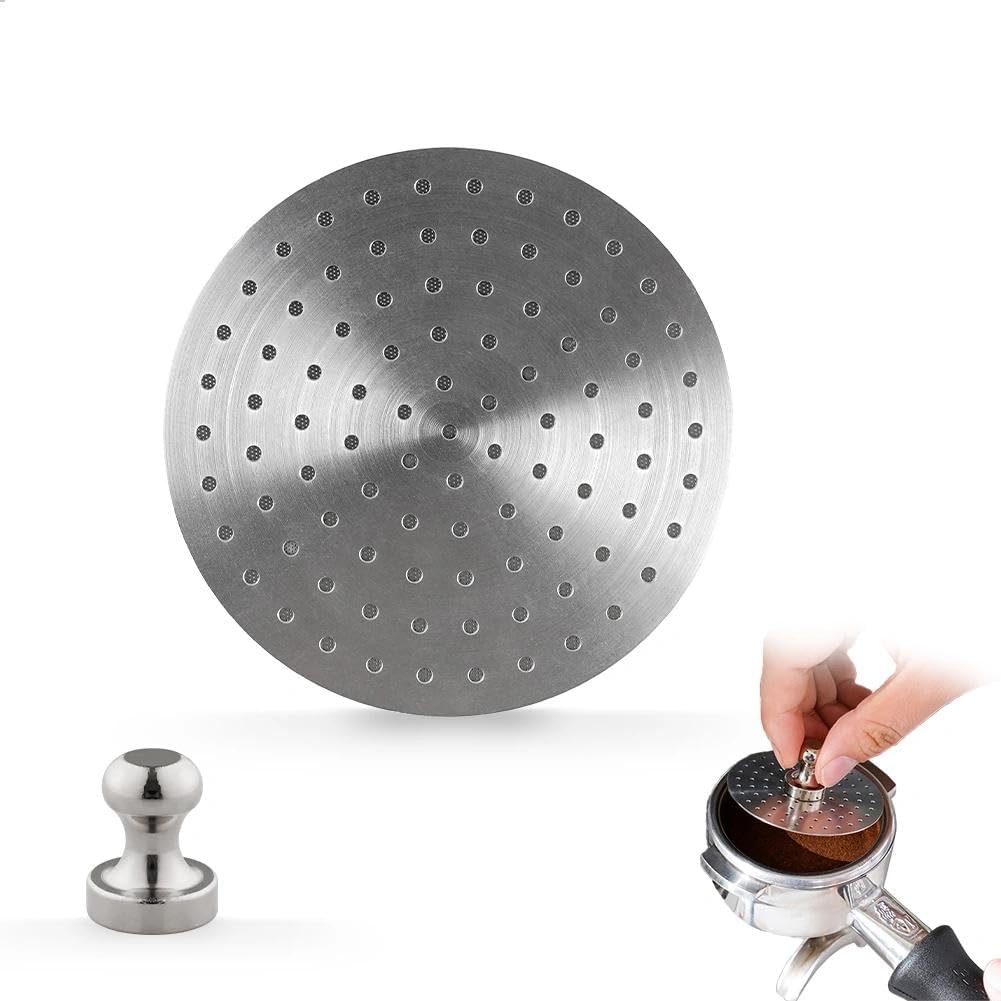 watchget 51 Espresso Puck Screen - 0.8mm Thickness Espresso Screen Double-layer Lower Shower Screen with Magnetic Nail - Metal Reusable Filter for 51mm Protafilter Basket Stainless Steel Coffee Filter